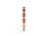 Rose gold Milgrain Marquise Morganite Half Eternity Band with Bezel Setting_20