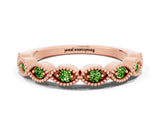 Rose gold Milgrain Marquise Peridot Half Eternity Band with Bezel Setting_18