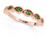 Rose gold Milgrain Marquise Peridot Half Eternity Band with Bezel Setting_19