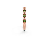 Rose gold Milgrain Marquise Peridot Half Eternity Band with Bezel Setting_20