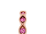 Rose gold Milgrain Marquise Pink Sapphire Half Eternity Band with Bezel Setting_23