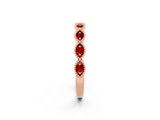 Rose gold Milgrain Marquise Ruby Half Eternity Band with Bezel Setting_20