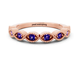 Rose gold Milgrain Marquise Tanzanite Half Eternity Band with Bezel Setting_18