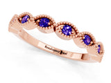 Rose gold Milgrain Marquise Tanzanite Half Eternity Band with Bezel Setting_19