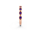 Rose gold Milgrain Marquise Tanzanite Half Eternity Band with Bezel Setting_20
