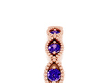 Rose gold Milgrain Marquise Tanzanite Half Eternity Band with Bezel Setting_23