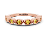 Rose gold Milgrain Marquise Yellow Sapphire Half Eternity Band with Bezel Setting_18