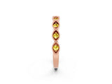 Rose gold Milgrain Marquise Yellow Sapphire Half Eternity Band with Bezel Setting_20