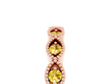 Rose gold Milgrain Marquise Yellow Sapphire Half Eternity Band with Bezel Setting_23