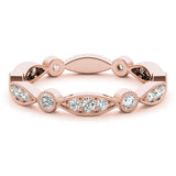Rose gold Milgrain Marquise and Round Diamond Eternity Band with Bezel Setting 1