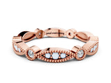 Rose gold Milgrain Marquise and Round Diamond Eternity Band with Bezel Setting_3