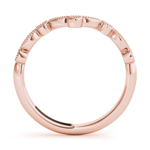 10K Rose Gold Milgrain Marquise and Round Diamond Half Eternity Band