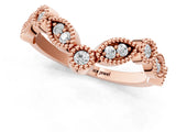 Rose gold Milgrain Marquise and Round Diamond Half Eternity Band_10