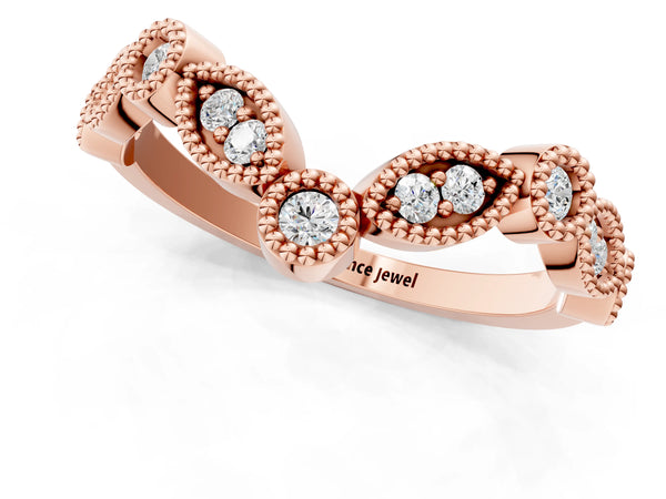 Rose gold Milgrain Marquise and Round Diamond Half Eternity Band