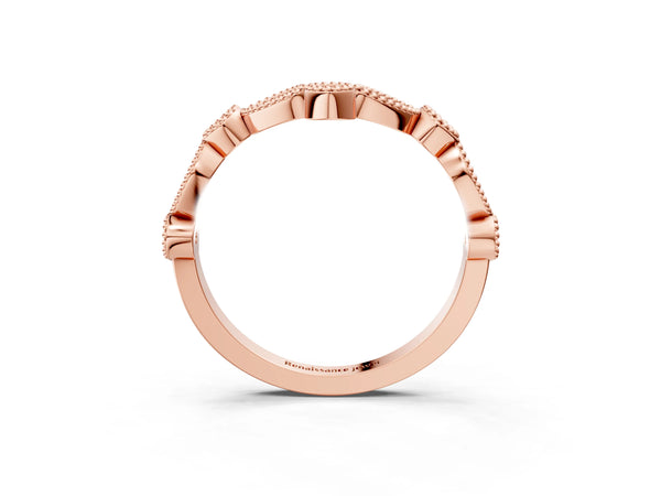 Rose gold Milgrain Marquise and Round Diamond Half Eternity Band