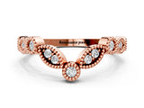 Rose gold Milgrain Marquise and Round Diamond Half Eternity Band_9