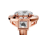Rose gold Milgrain Oval Cut Diamond Halo Split Shank Ring_13
