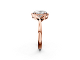 Rose gold Milgrain Oval Cut Diamond Ring with Tapered Pave Band and Four Prong Setting_5