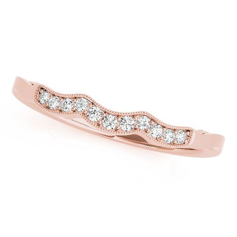 Rose gold Milgrain Pavé Round Diamond Curved Band