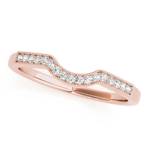 Rose gold Milgrain Pave Round Diamond Curved Band