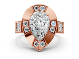 Rose gold Milgrain Pear Cut Diamond Halo Split Shank Ring_32