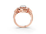 Rose gold Milgrain Pear Cut Diamond Halo Split Shank Ring_35