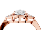 Rose gold Milgrain Pear Cut Diamond Ring with Tapered Pave Band and Four Prong Setting_7
