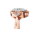 Rose gold Milgrain Pear Cut Diamond Ring with Tapered Pave Band and Four Prong Setting_8