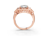 Rose gold Milgrain Princess Cut Diamond Halo Split Shank Ring_11