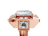 Rose gold Milgrain Princess Cut Diamond Halo Split Shank Ring_13