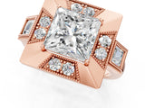 Rose gold Milgrain Princess Cut Diamond Halo Split Shank Ring_9