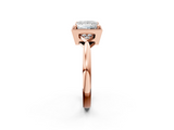 Rose gold Milgrain Princess Cut Diamond Ring with Tapered Pave Band and Four Prong Setting_5