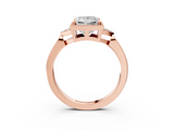 Rose gold Milgrain Princess Cut Diamond Ring with Tapered Pave Band and Four Prong Setting_6