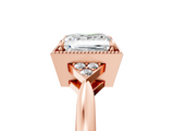 Rose gold Milgrain Princess Cut Diamond Ring with Tapered Pave Band and Four Prong Setting_8