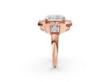 Rose gold Milgrain Radiant Cut Diamond Halo Split Shank Ring_10