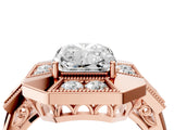 Rose gold Milgrain Radiant Cut Diamond Halo Split Shank Ring_12