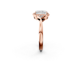 Rose gold Milgrain Radiant Cut Diamond Ring with Tapered Pave Band and Four Prong Setting_17