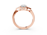 Rose gold Milgrain Radiant Cut Diamond Ring with Tapered Pave Band and Four Prong Setting_18