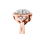 Rose gold Milgrain Round Cut Diamond Ring with Tapered Pave Band and Four Prong Setting_8