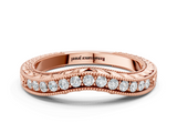 Rose gold Milgrain Round Diamond Curved Eternity Band with Pavé Setting_4