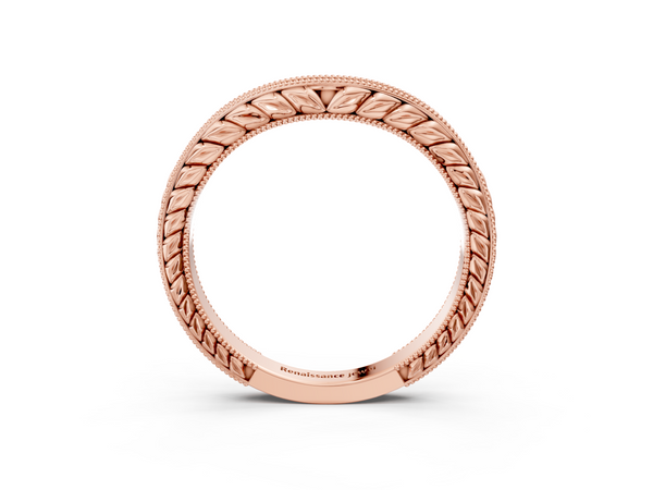 Rose gold Milgrain Round Diamond Curved Eternity Band with Pavé Setting