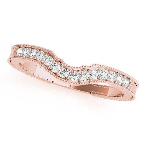 Rose gold Milgrain Round Diamond Curved Pavé Band