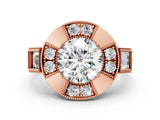 Rose gold Milgrain Round Diamond Halo Split Shank Ring_4