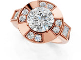 Rose gold Milgrain Round Diamond Halo Split Shank Ring_5