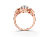 Rose gold Milgrain Round Diamond Halo Split Shank Ring_7