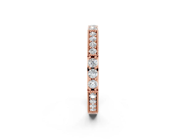 Rose gold Milgrain Round Diamond Pavé Channel Set White Gold Band