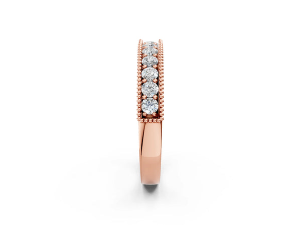 Rose gold Milgrain Round Diamond Pavé Chevron Band