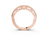 Rose gold Milgrain Round Diamond Pavé Chevron Band_7