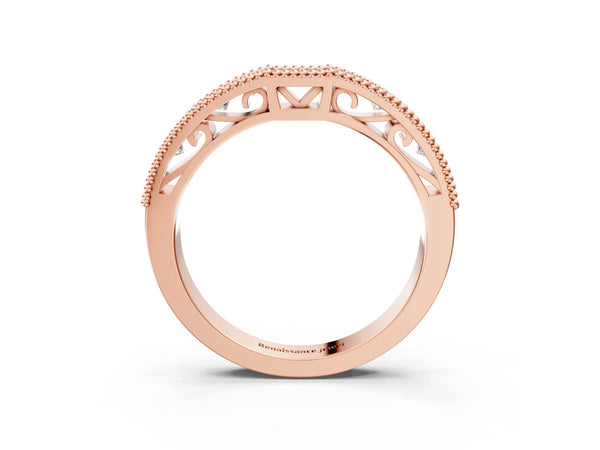 Rose gold Milgrain Round Diamond Pavé Chevron Band