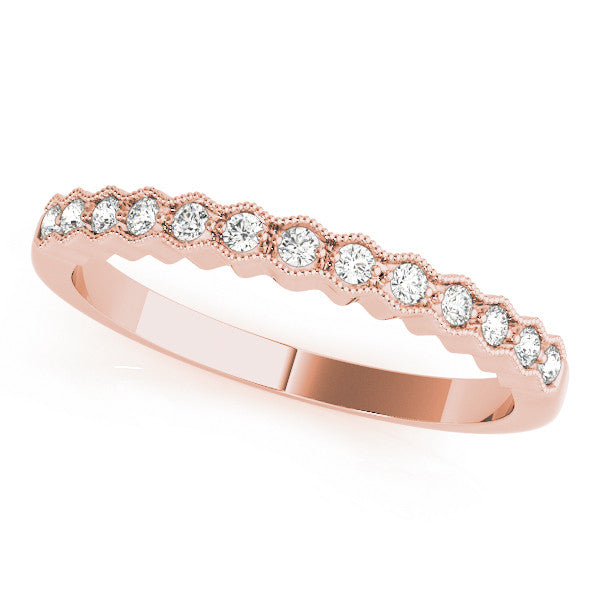 Rose gold Milgrain Round Diamond Scalloped Eternity Band